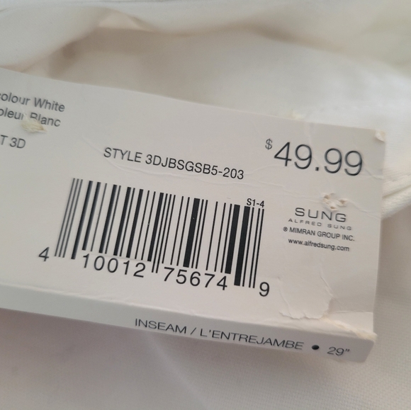 Alfred Sung mid-rise slim cropped pants, Sz8, white - Picture 4 of 9